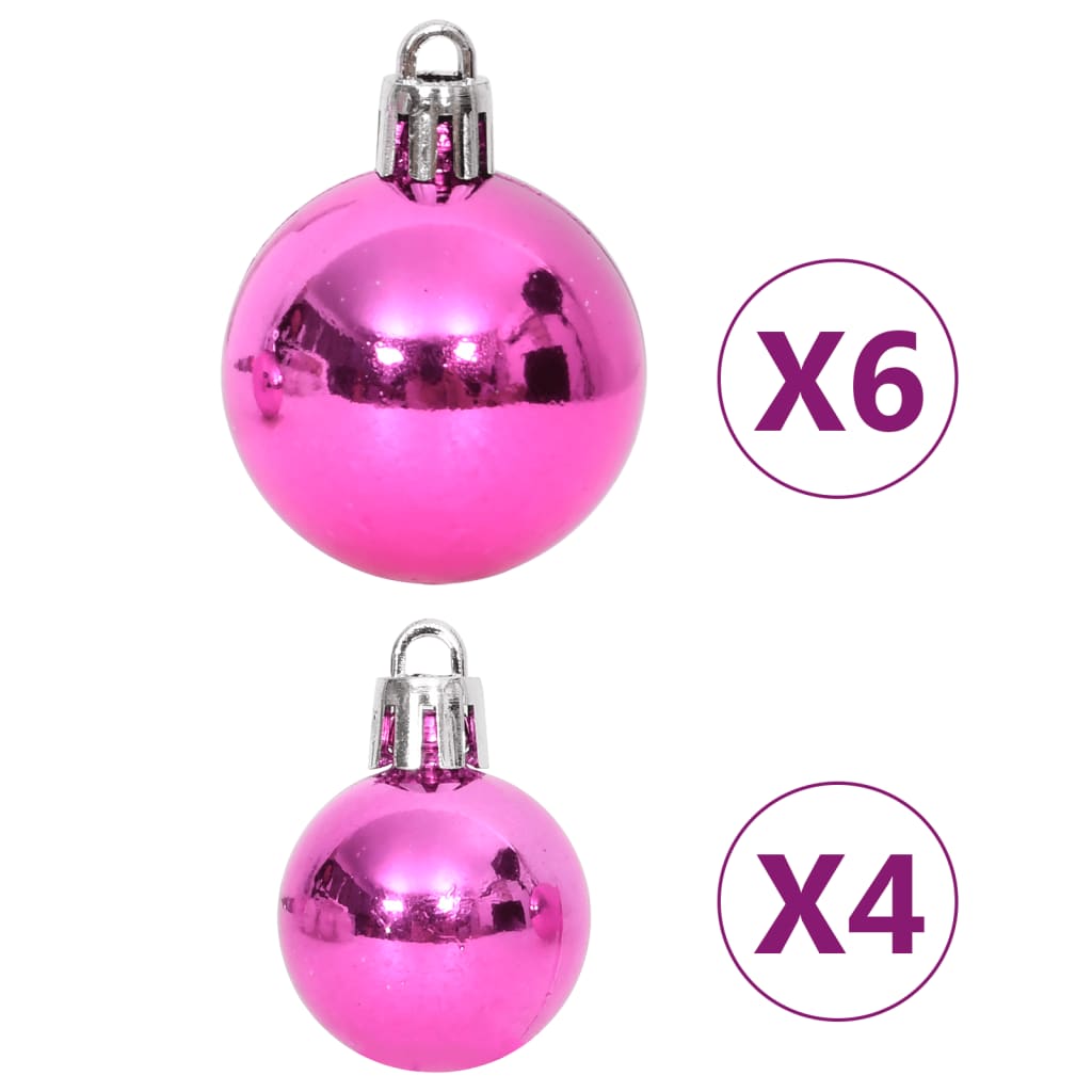 108 Piece Christmas Bauble Set White and Pink