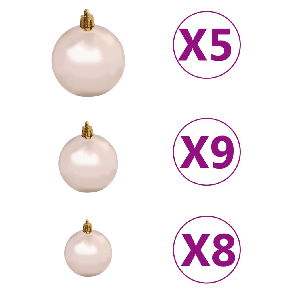 61 Piece Christmas Ball Set with Peak and 150 LEDs Rose Gold