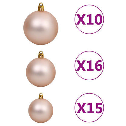 120 Piece Christmas Ball Set with Peak and 300 LEDs Rose Gold