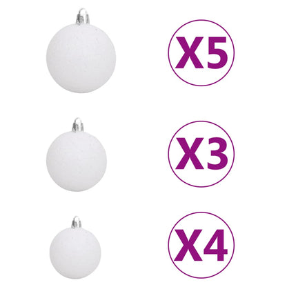 61 Piece Christmas Ball Set with Peak and 150 LEDs White&Gey