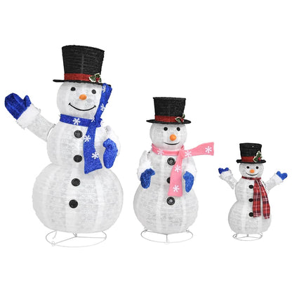 Decorative Christmas Snowman Family Figures with LED Luxury Fabric