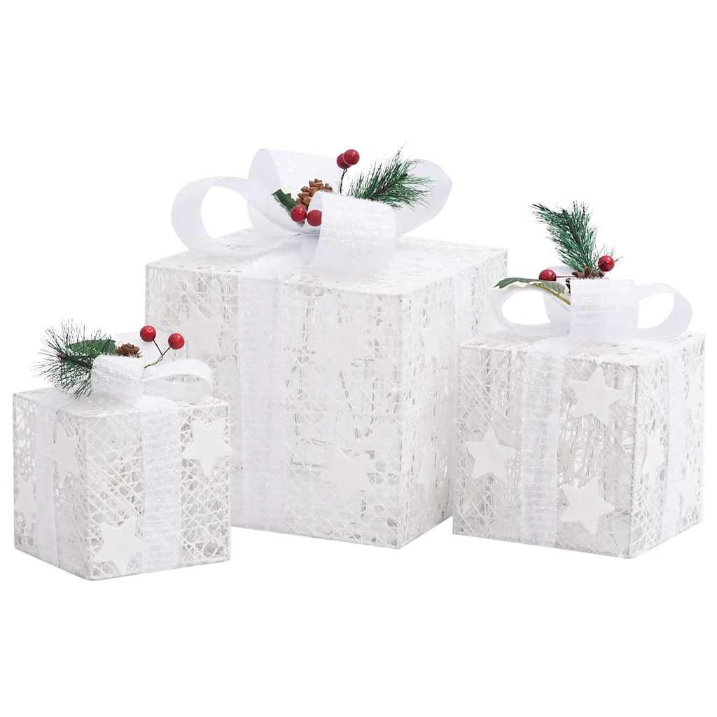 Decorative Christmas Gift Boxes 3 pcs White Outdoor Indoor