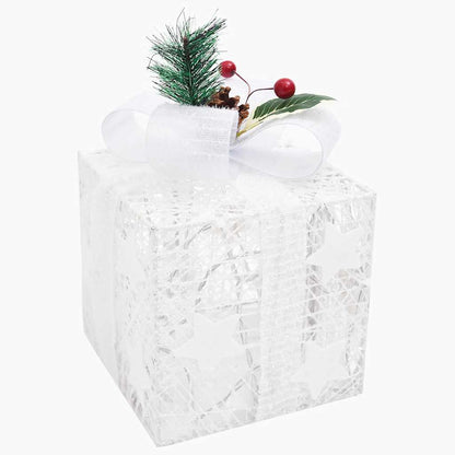 Decorative Christmas Gift Boxes 3 pcs White Outdoor Indoor