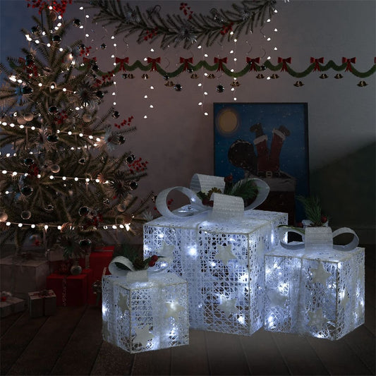 Decorative Christmas Gift Boxes 3 pcs White Outdoor Indoor