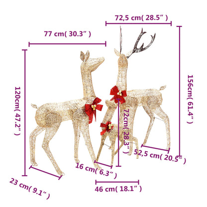 Reindeer Family Christmas Decoration Gold 201 LEDs