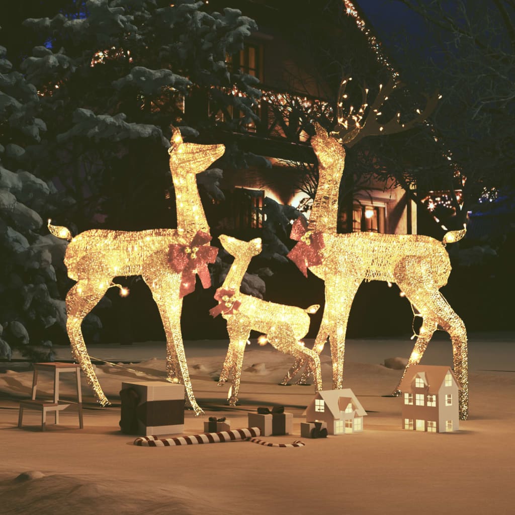 Reindeer Family Christmas Decoration Gold 201 LEDs