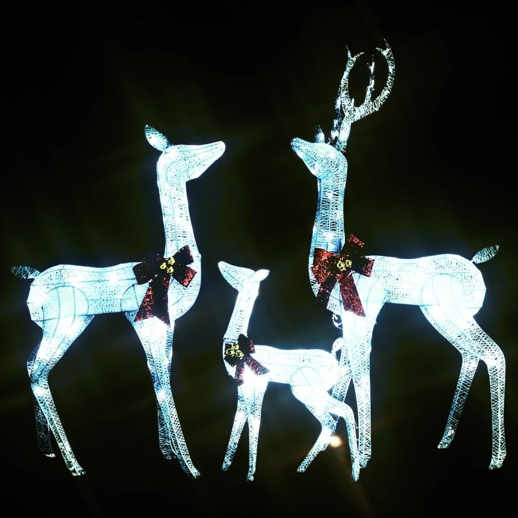 Reindeer Family Christmas Decoration White and Silver 201 LEDs