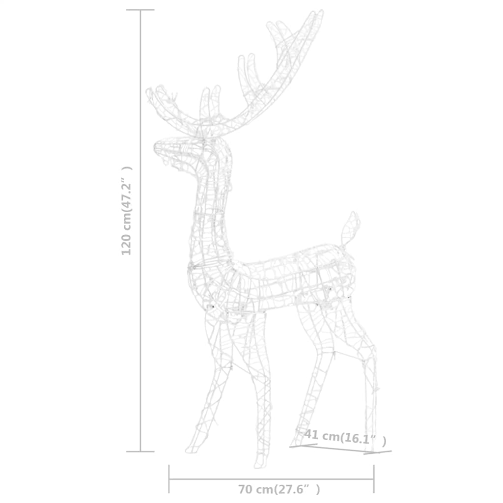 Acrylic Reindeer Christmas Decoration 140 LEDs 120 cm Cold White