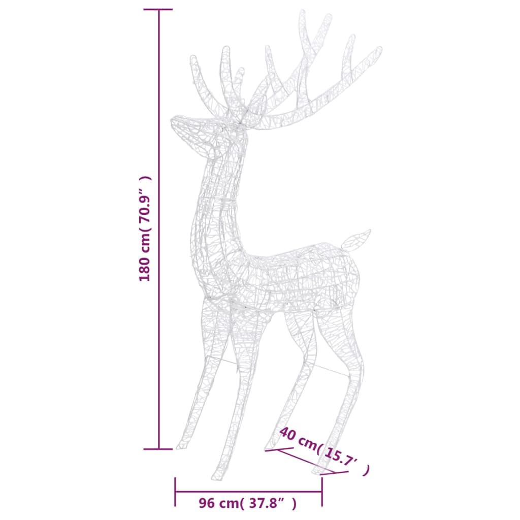 XXL Acrylic Christmas Reindeer 250 LED 180 cm Colourful