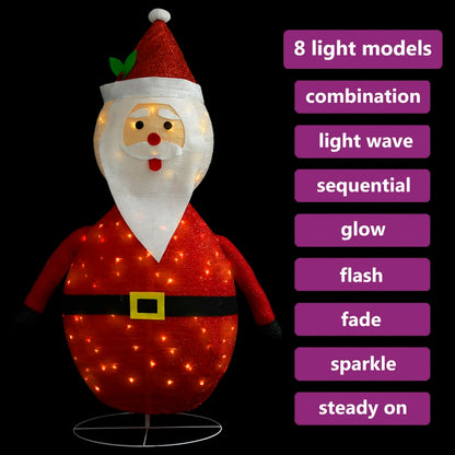 Decorative Christmas Santa Claus Figure LED Luxury Fabric 90cm