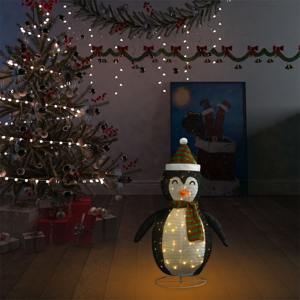 Decorative Christmas Snow Penguin Figure LED Luxury Fabric 60cm