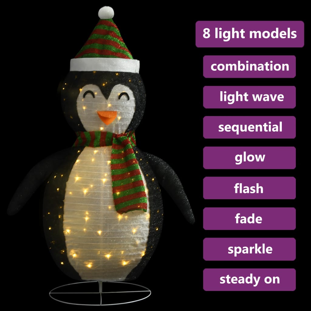 Decorative Christmas Snow Penguin Figure LED Luxury Fabric 60cm