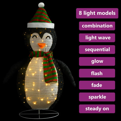 Decorative Christmas Snow Penguin Figure LED Luxury Fabric 60cm