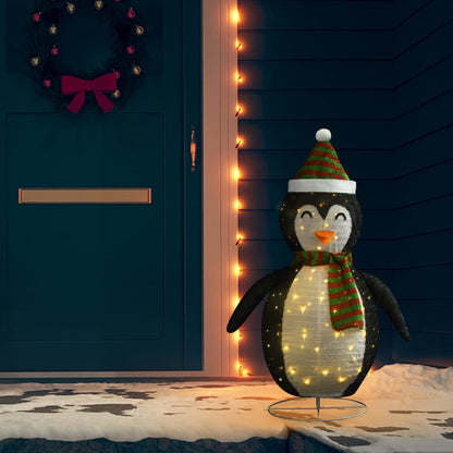 Decorative Christmas Snow Penguin Figure LED Luxury Fabric 120cm