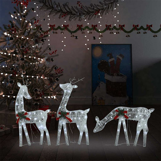 Christmas Reindeer Family 270x7x90 cm White Cold White Mesh