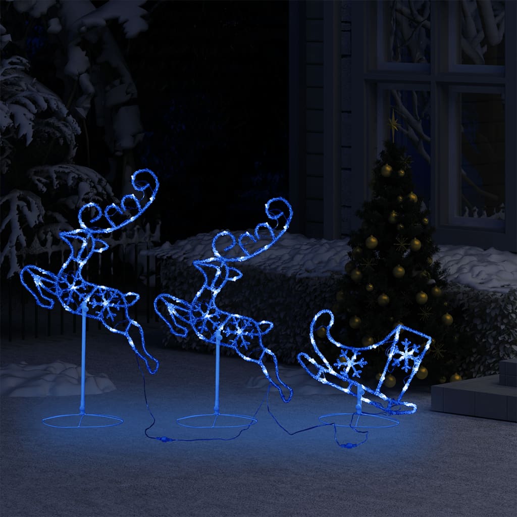 Acrylic Christmas Flying Reindeer&Sleigh 260x21x87cm Blue