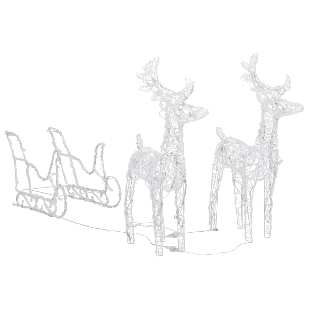 Reindeers & Sleigh Christmas Decoration 160 LEDs 130 cm Acrylic