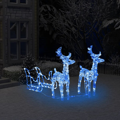 Reindeers & Sleigh Christmas Decoration 160 LEDs 130 cm Acrylic