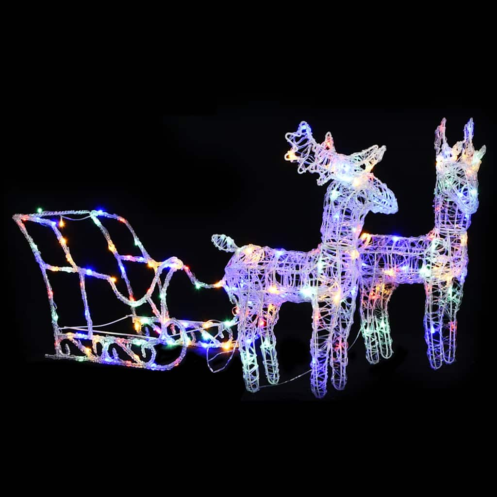 Reindeers & Sleigh Christmas Decoration 160 LEDs 130 cm Acrylic