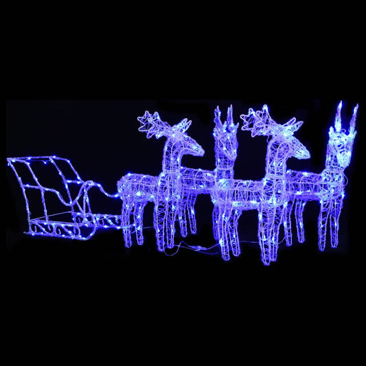 Reindeers & Sleigh Christmas Decoration 280x28x55 cm Acrylic