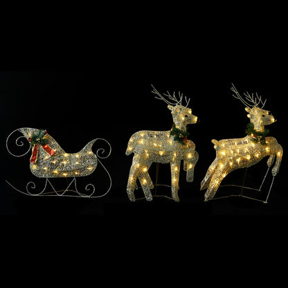 Reindeer & Sleigh Christmas Decoration 100 LEDs Outdoor Gold