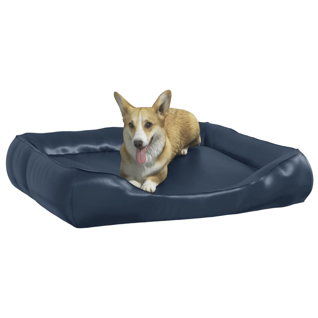 Dog Bed Dark Blue 80x68x23 cm Faux Leather