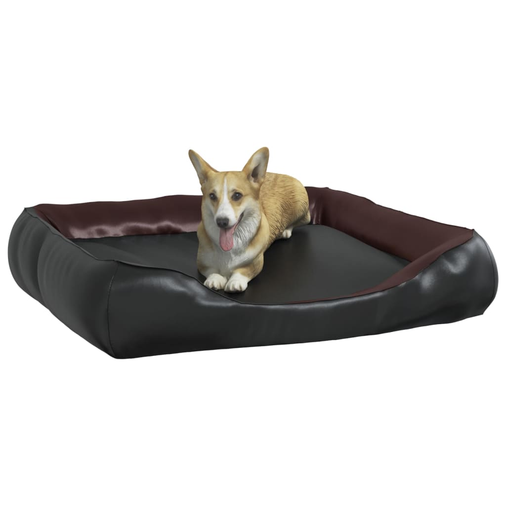 Dog Bed Black and Brown 80x68x23 cm Faux Leather