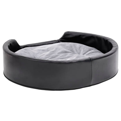 Dog Bed Black and Grey 79x70x19 cm Plush and Faux Leather