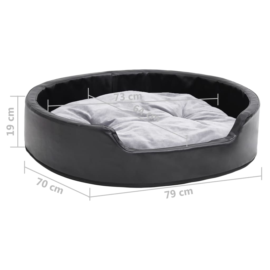 Dog Bed Black and Grey 79x70x19 cm Plush and Faux Leather