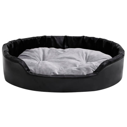 Dog Bed Black and Grey 90x79x20 cm Plush and Faux Leather