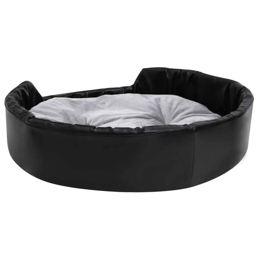 Dog Bed Black and Grey 90x79x20 cm Plush and Faux Leather