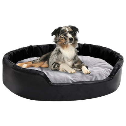 Dog Bed Black and Grey 90x79x20 cm Plush and Faux Leather