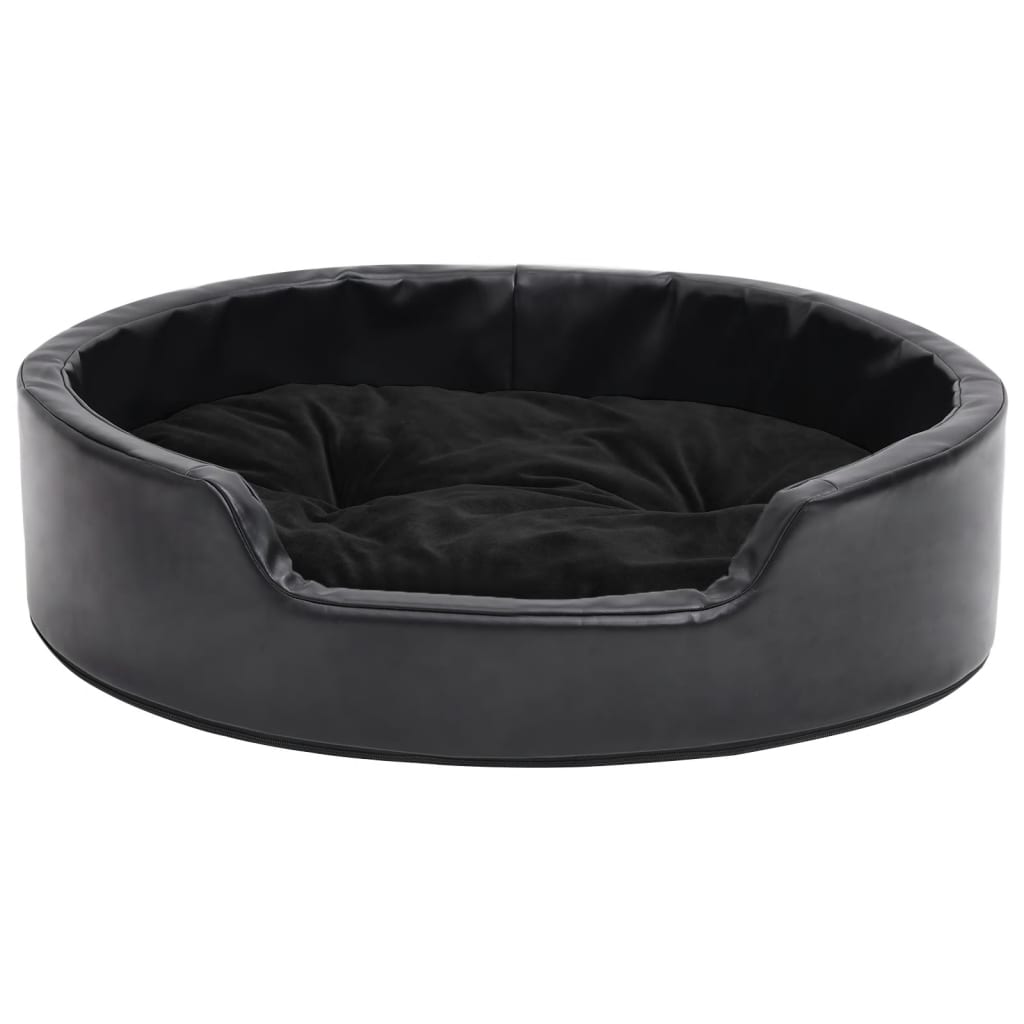 Dog Bed Black 69x59x19 cm Plush and Faux Leather