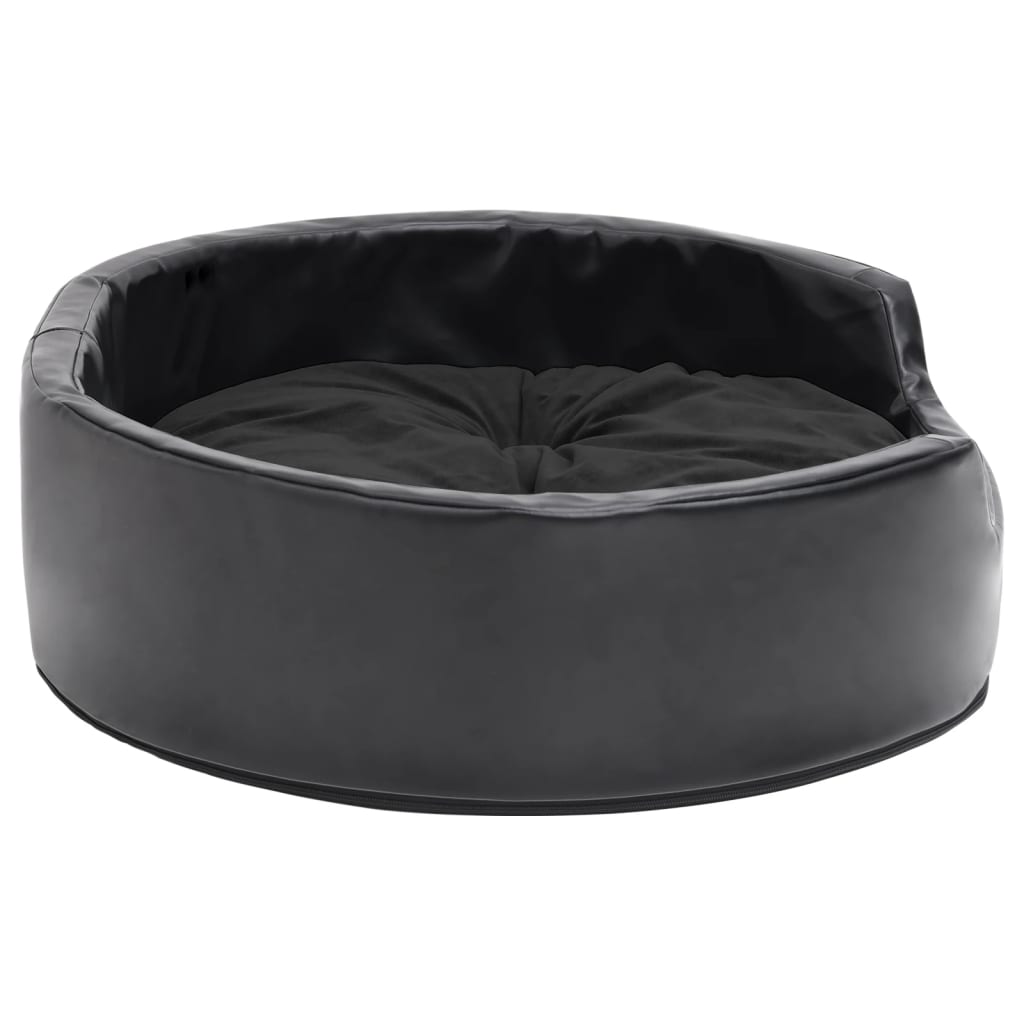 Dog Bed Black 69x59x19 cm Plush and Faux Leather