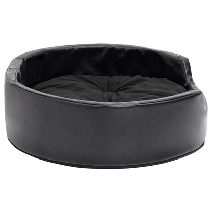 Dog Bed Black 69x59x19 cm Plush and Faux Leather