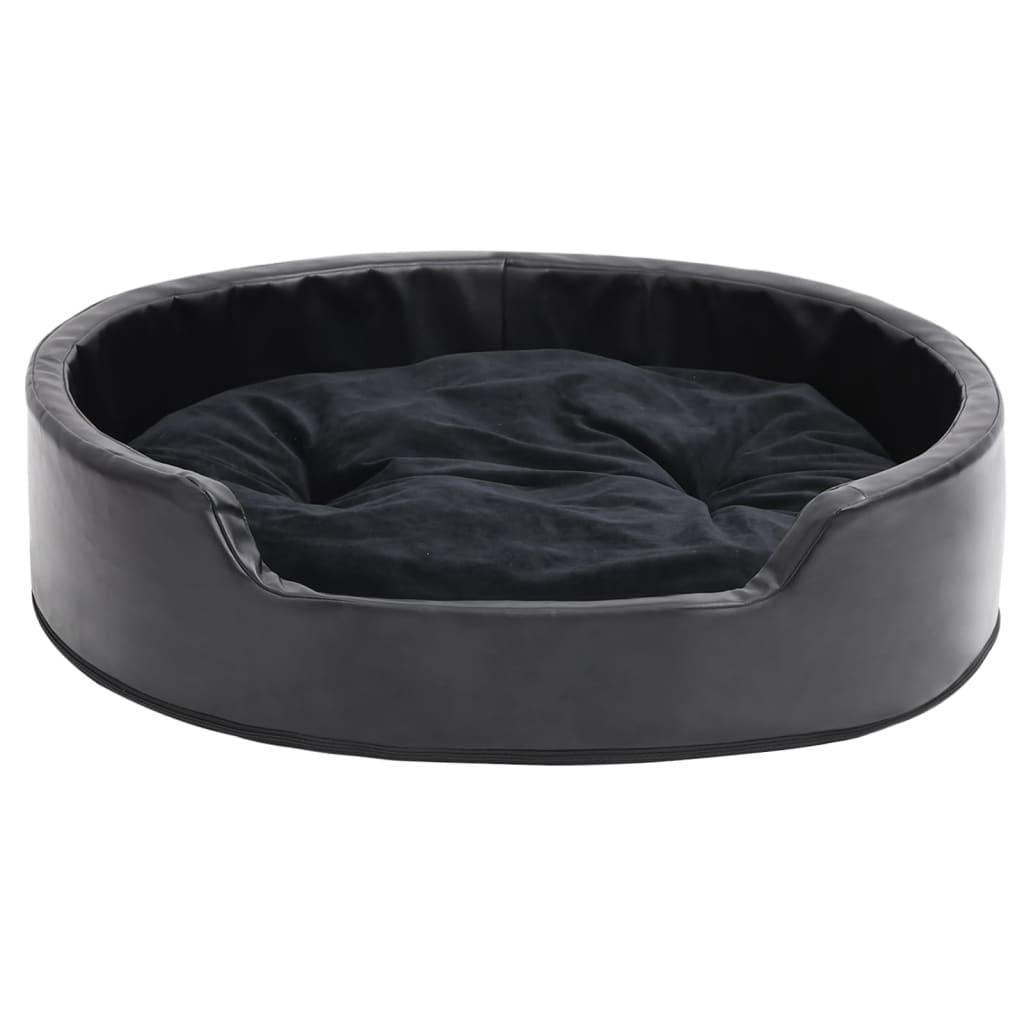 Dog Bed Black 79x70x19 cm Plush and Faux Leather