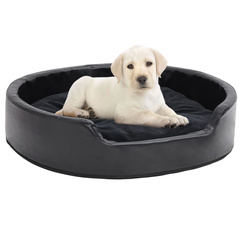 Dog Bed Black 79x70x19 cm Plush and Faux Leather