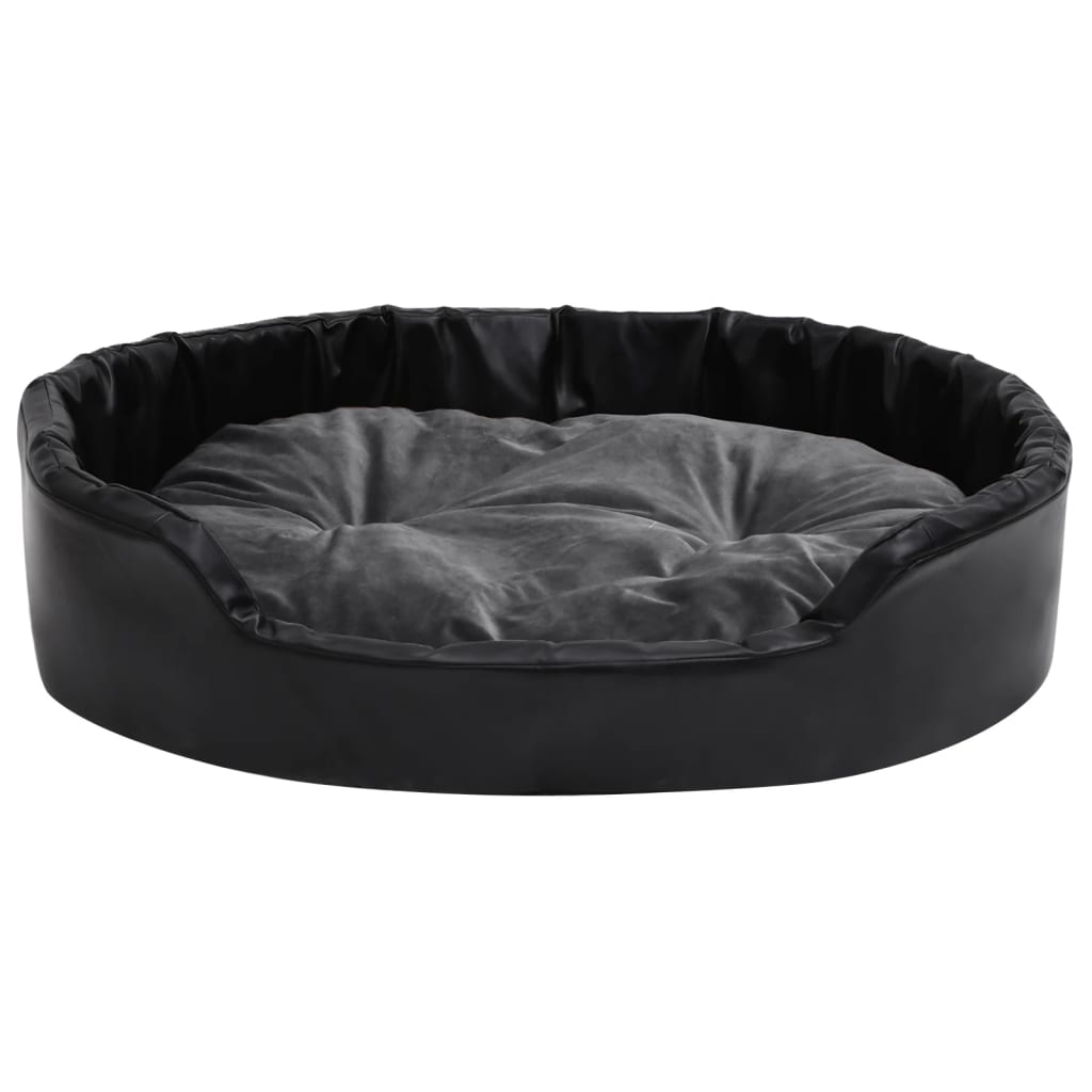 Dog Bed Black and Dark Grey 90x79x20 cm Plush and Faux Leather