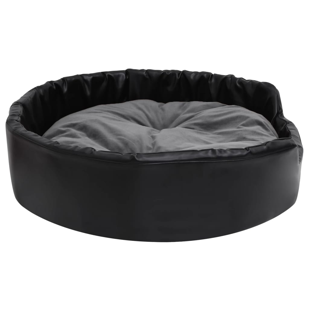 Dog Bed Black and Dark Grey 90x79x20 cm Plush and Faux Leather