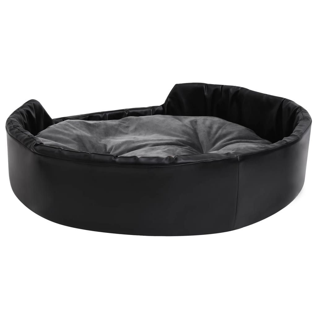 Dog Bed Black and Dark Grey 90x79x20 cm Plush and Faux Leather