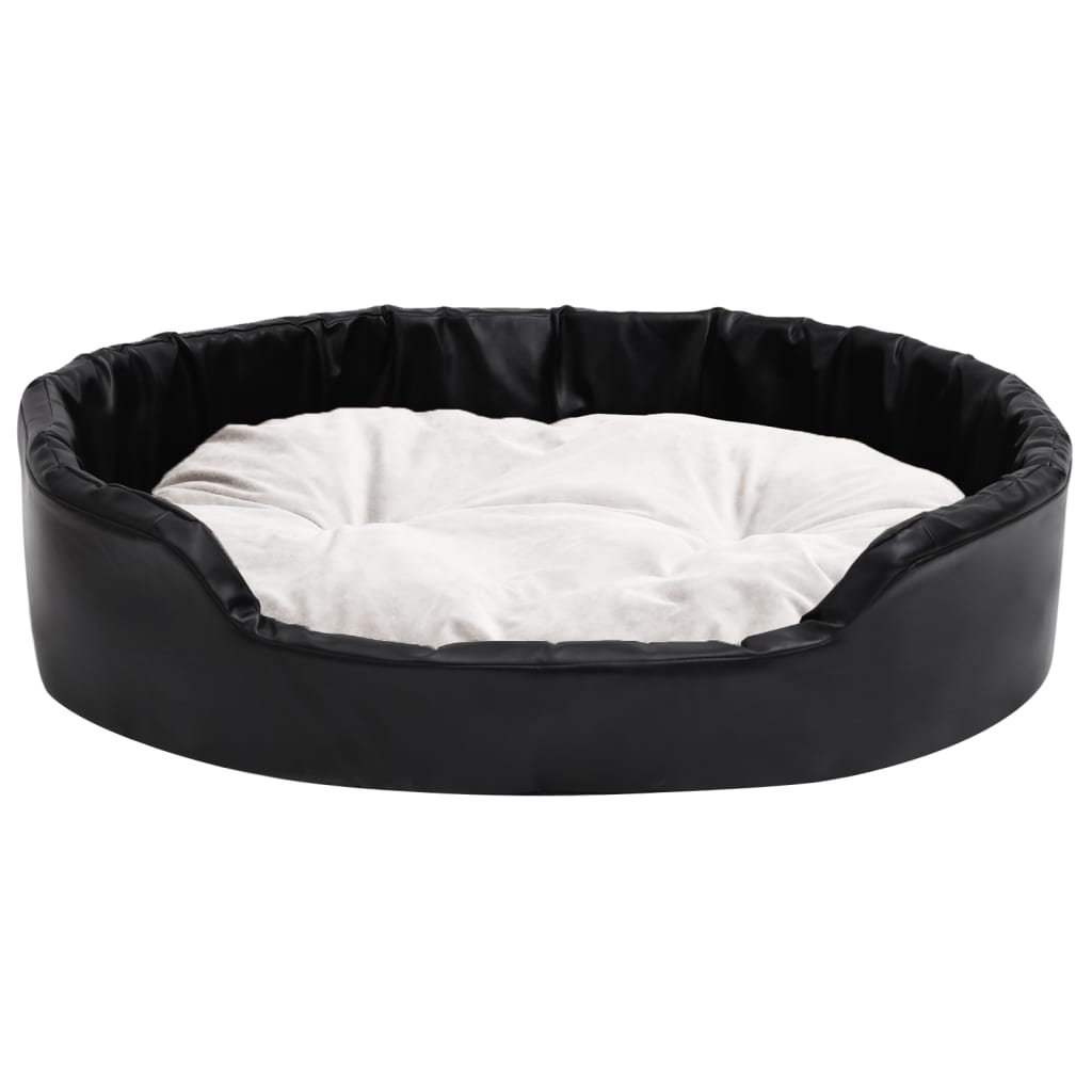 Dog Bed Black and Beige 90x79x20 cm Plush and Faux Leather