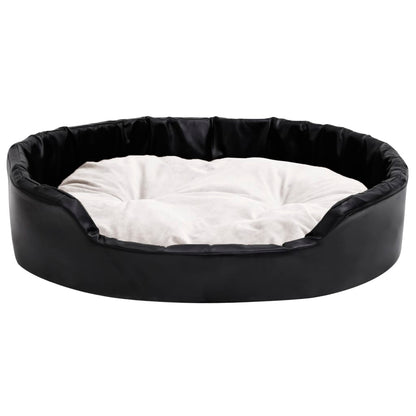 Dog Bed Black and Beige 90x79x20 cm Plush and Faux Leather