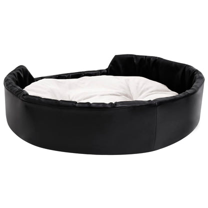 Dog Bed Black and Beige 90x79x20 cm Plush and Faux Leather