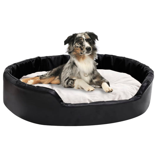 Dog Bed Black and Beige 90x79x20 cm Plush and Faux Leather