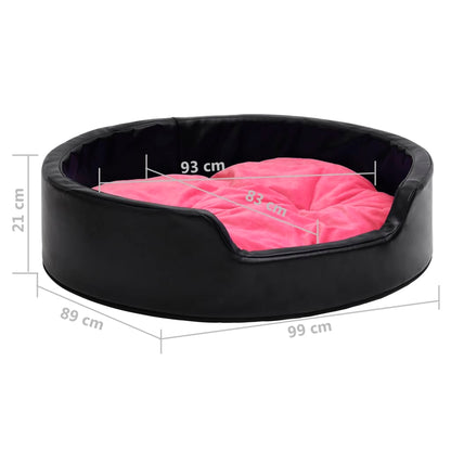 Dog Bed Black and Pink 99x89x21 cm Plush and Faux Leather