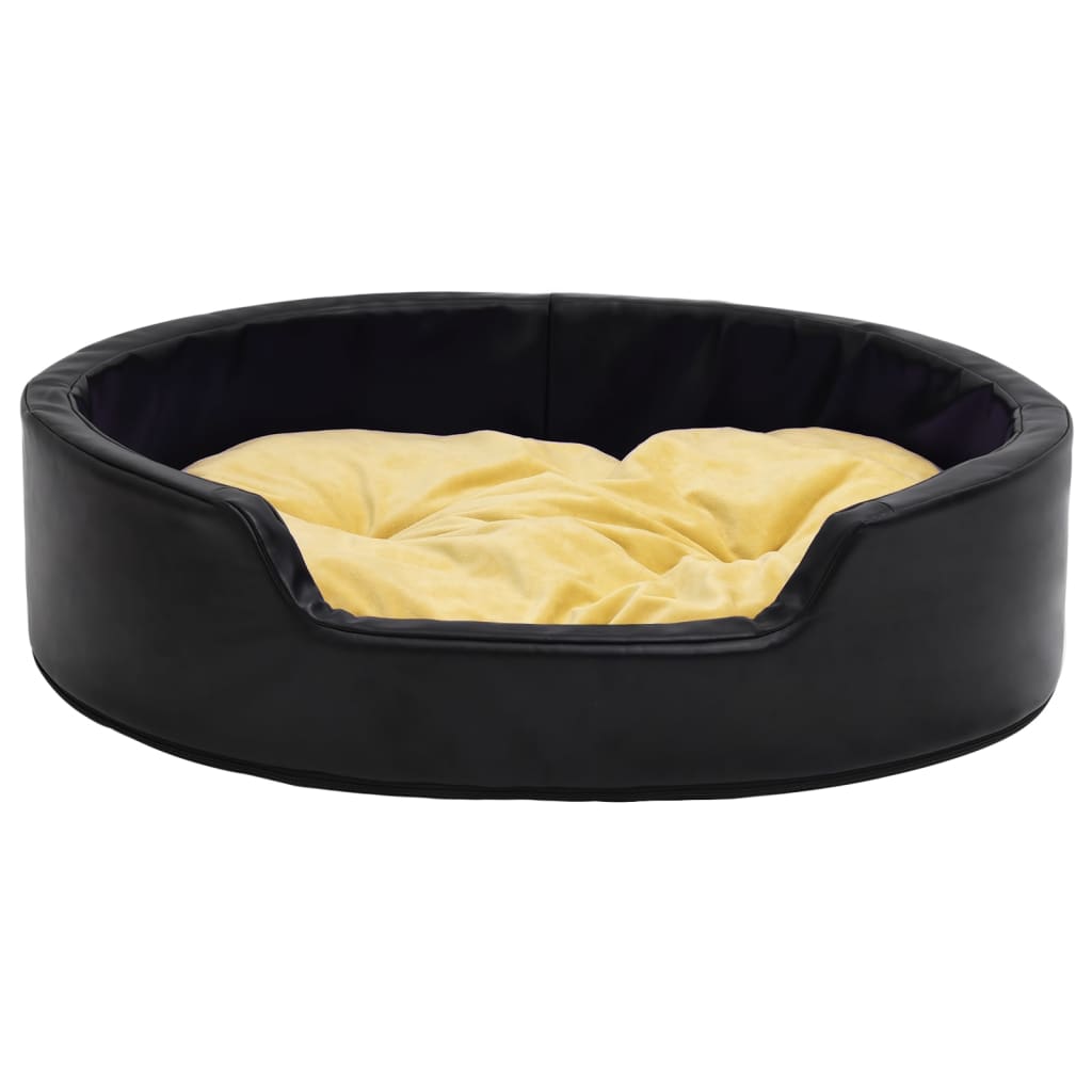 Dog Bed Black and Yellow 99x89x21 cm Plush and Faux Leather