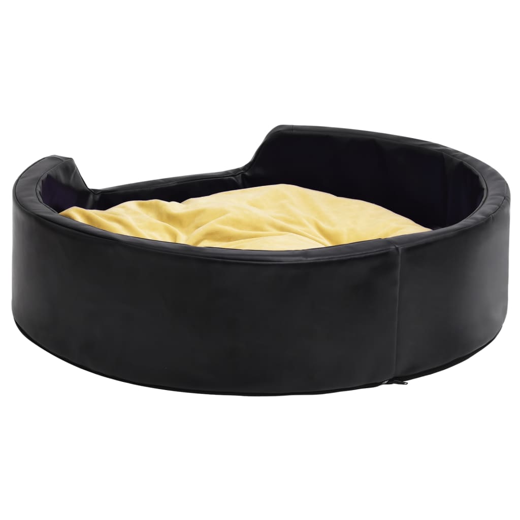 Dog Bed Black and Yellow 99x89x21 cm Plush and Faux Leather