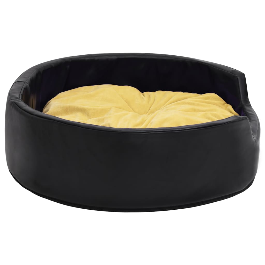 Dog Bed Black and Yellow 99x89x21 cm Plush and Faux Leather