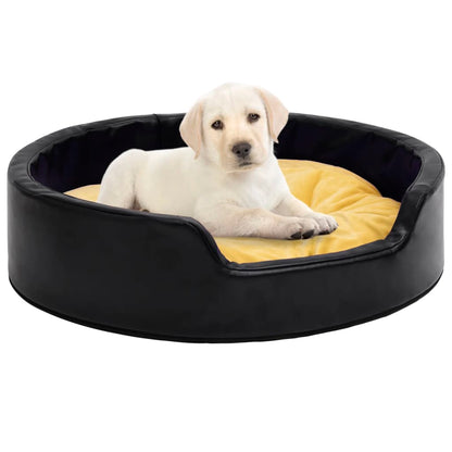 Dog Bed Black and Yellow 99x89x21 cm Plush and Faux Leather