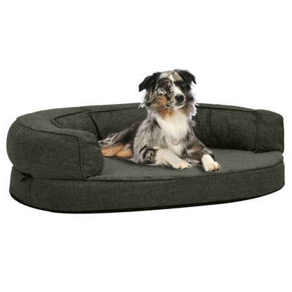 Ergonomic Dog Bed Mattress 75x53 cm Linen Look Fleece Dark Grey